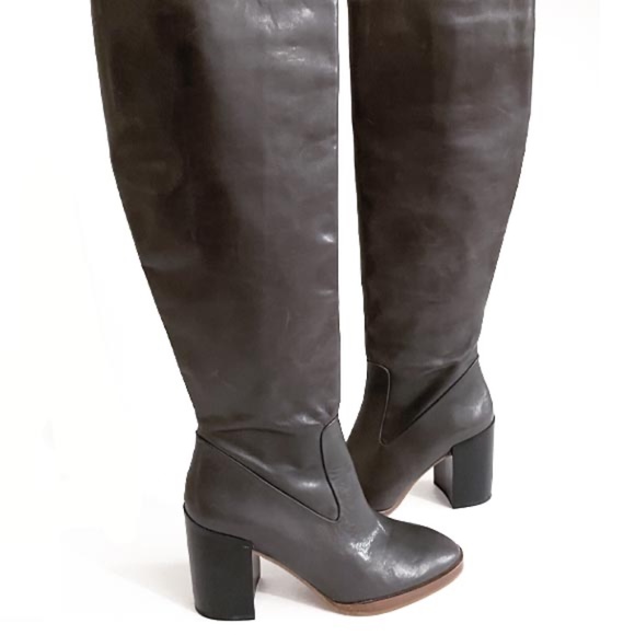 NWT ZARA LEATHER TALL HEELED BOOTS 6.5 - Picture 6 of 10